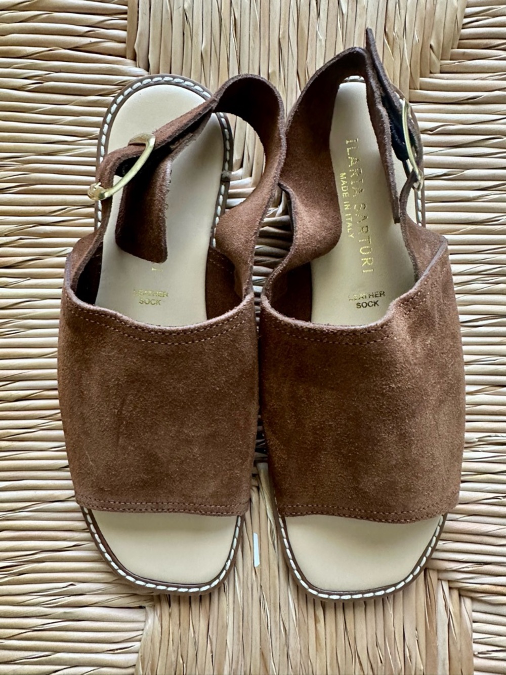 Brown Suede Open-Back Clogs